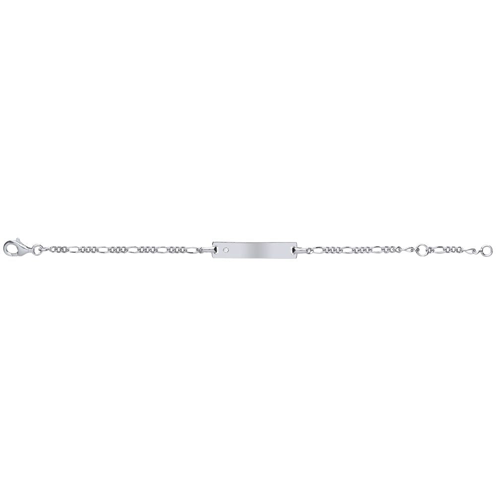 Kids Silver  CZ Figaro ID Identity Bracelet 5mm 5.5 inch - ID28