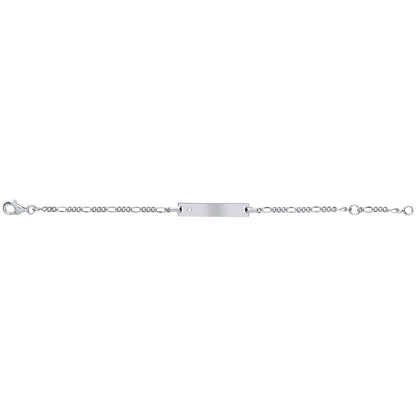 Kids Silver  CZ Figaro ID Identity Bracelet 5mm 5.5 inch - ID28