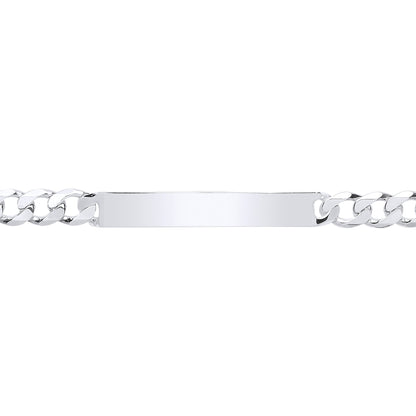 Mens Silver  Traditional Flat Curb Chain ID Bracelet 21.5cm - ID33