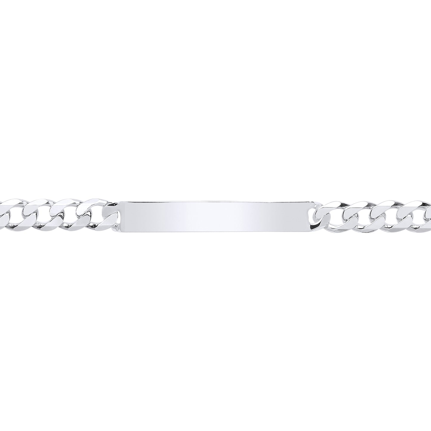 Mens Silver  Traditional Flat Curb Chain ID Bracelet 21.5cm - ID33