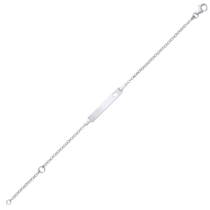 Kids Silver  Round Belcher Heart Identity ID Bar Bracelet 5 + 1" - ID38