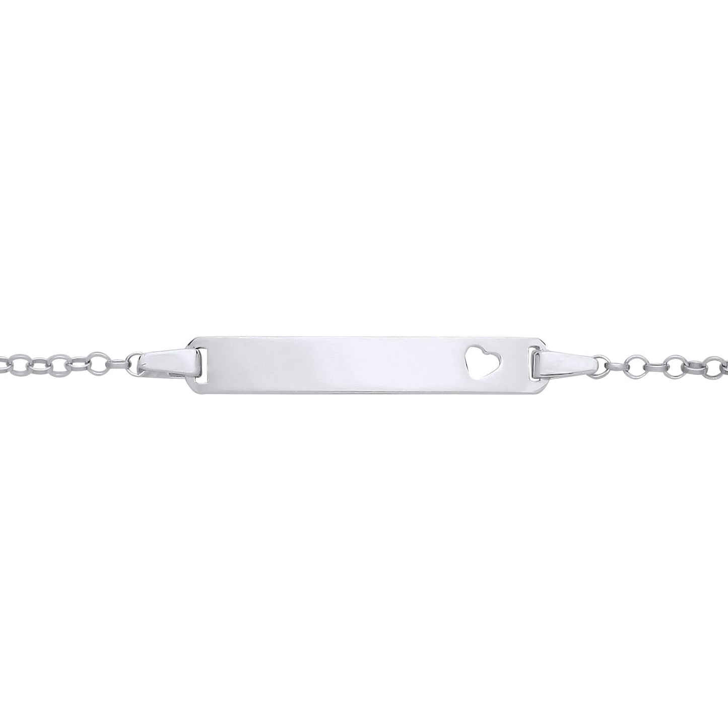 Kids Silver  Round Belcher Heart Identity ID Bar Bracelet 5 + 1" - ID38