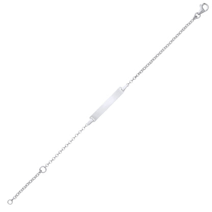 Kids 925 Silver  Round Belcher Identity ID Bar Bracelet 5 + 1 inch - ID39