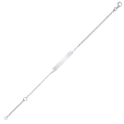 Kids 925 Silver  Round Belcher Identity ID Bar Bracelet 5 + 1 inch - ID39