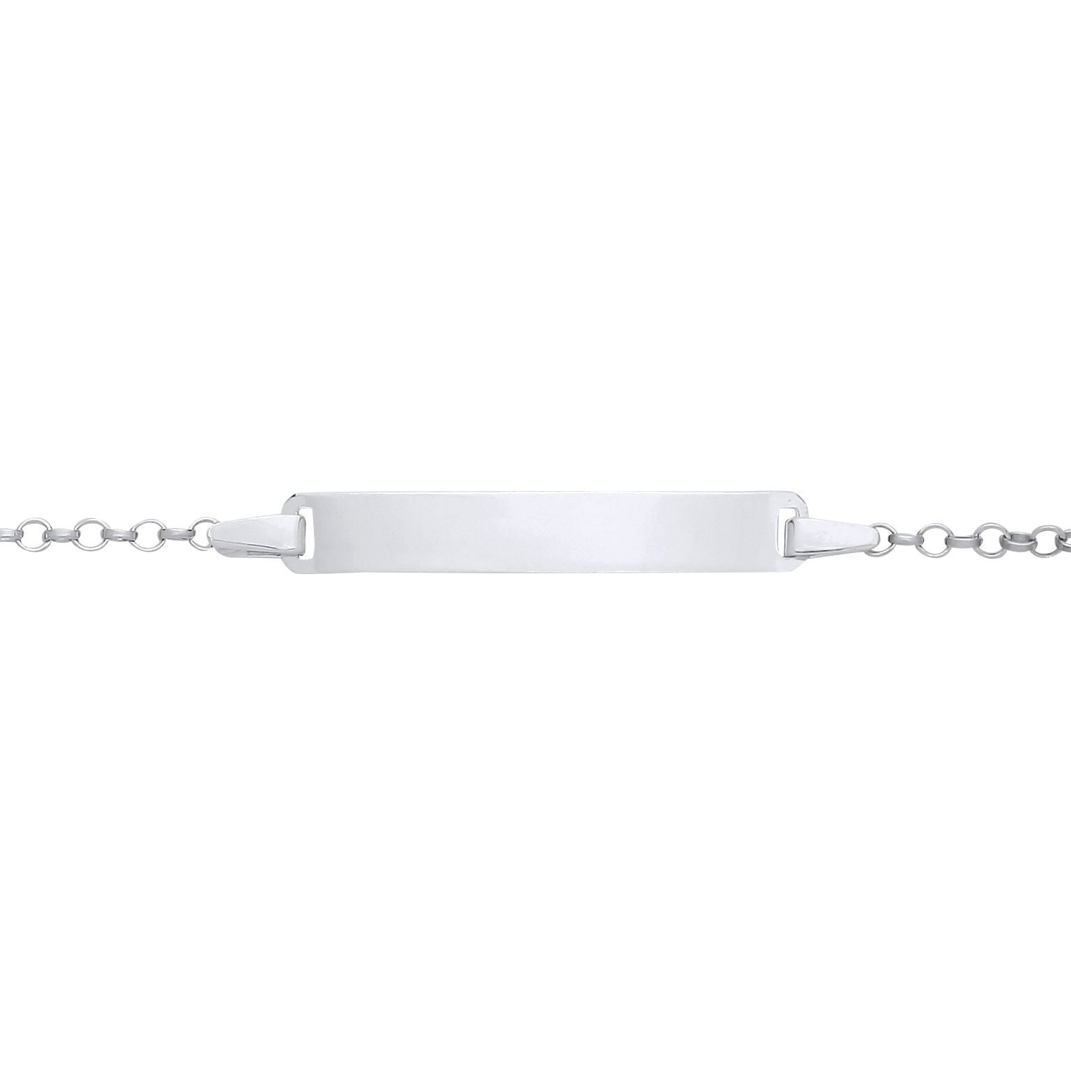 Kids 925 Silver  Round Belcher Identity ID Bar Bracelet 5 + 1 inch - ID39