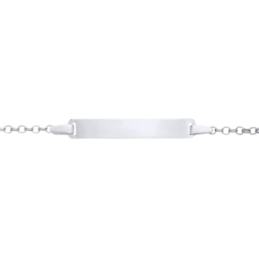Kids 925 Silver  Round Belcher Identity ID Bar Bracelet 5 + 1 inch - ID39