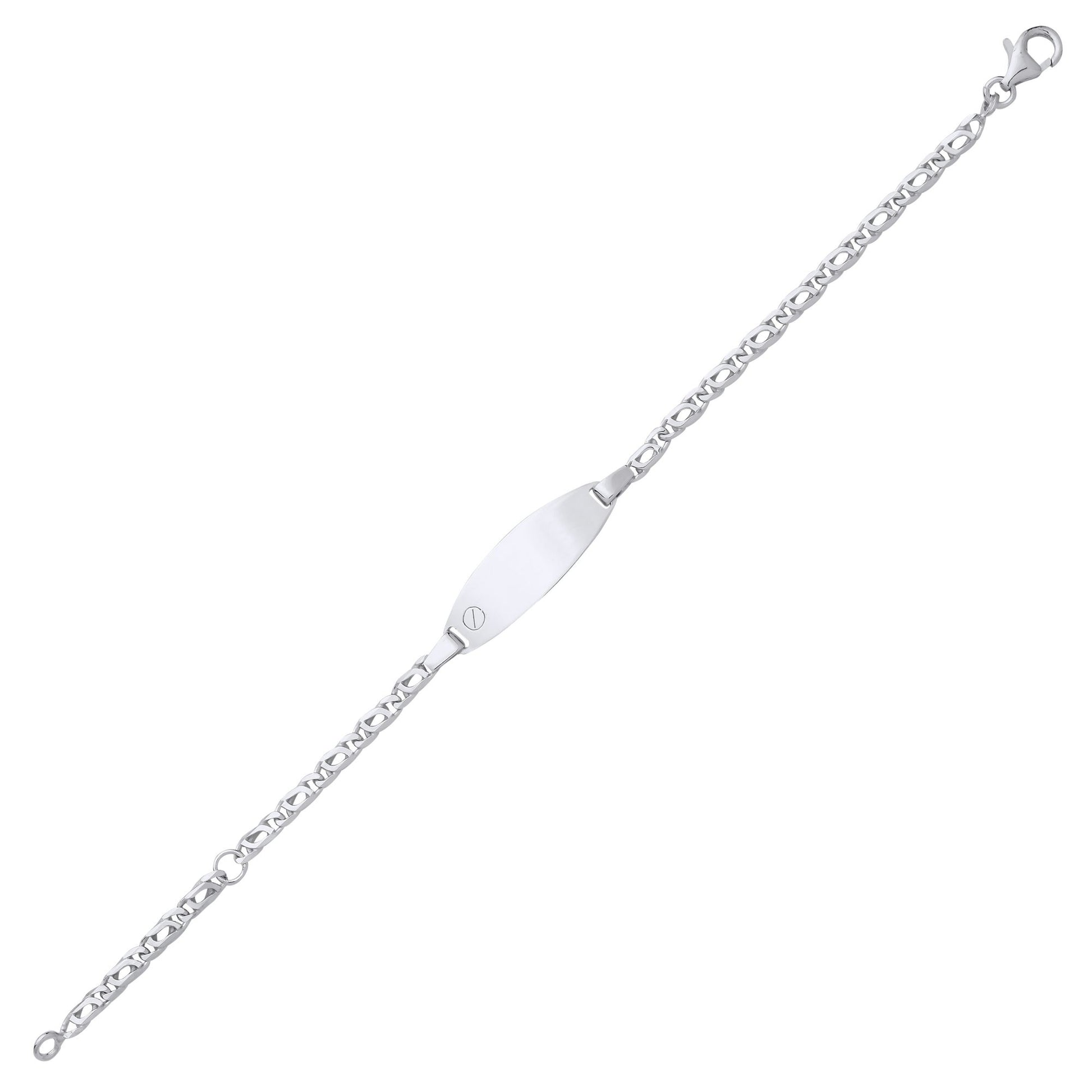 Kids Silver  Double Mariner Screw Oval Bar Identity ID Bracelet 6" - ID40