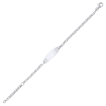 Kids Silver  Double Mariner Screw Oval Bar Identity ID Bracelet 6" - ID40