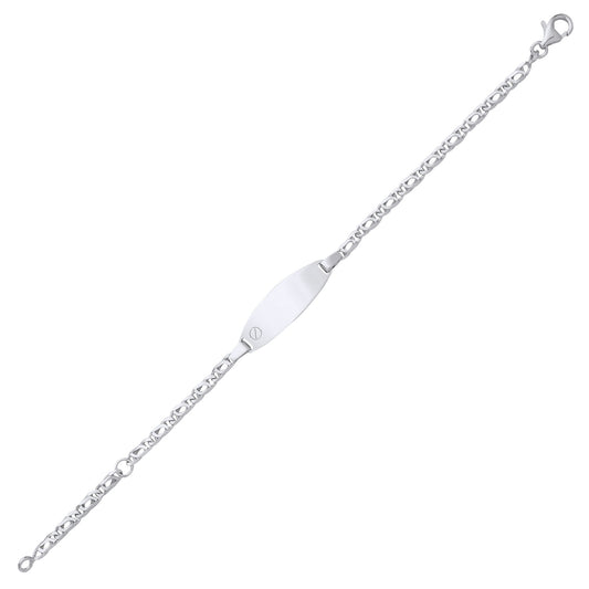 Kids Silver  Double Mariner Screw Oval Bar Identity ID Bracelet 6" - ID40