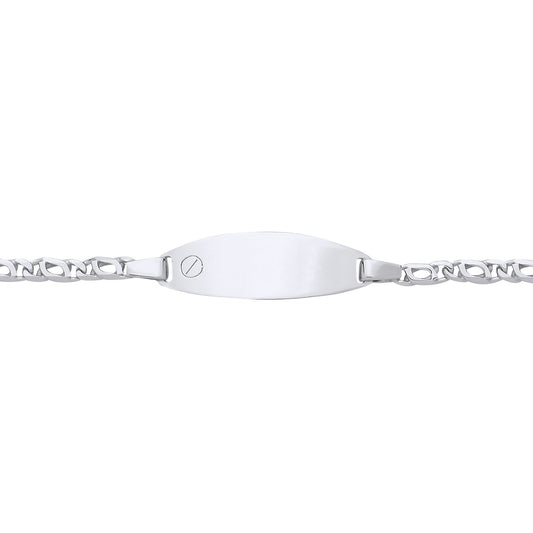 Kids Silver  Double Mariner Screw Oval Bar Identity ID Bracelet 6" - ID40