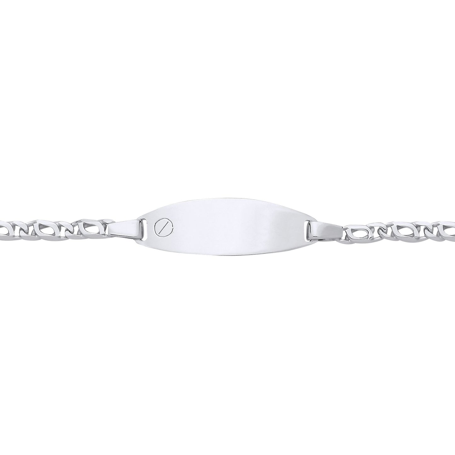 Kids Silver  Double Mariner Screw Oval Bar Identity ID Bracelet 6" - ID40