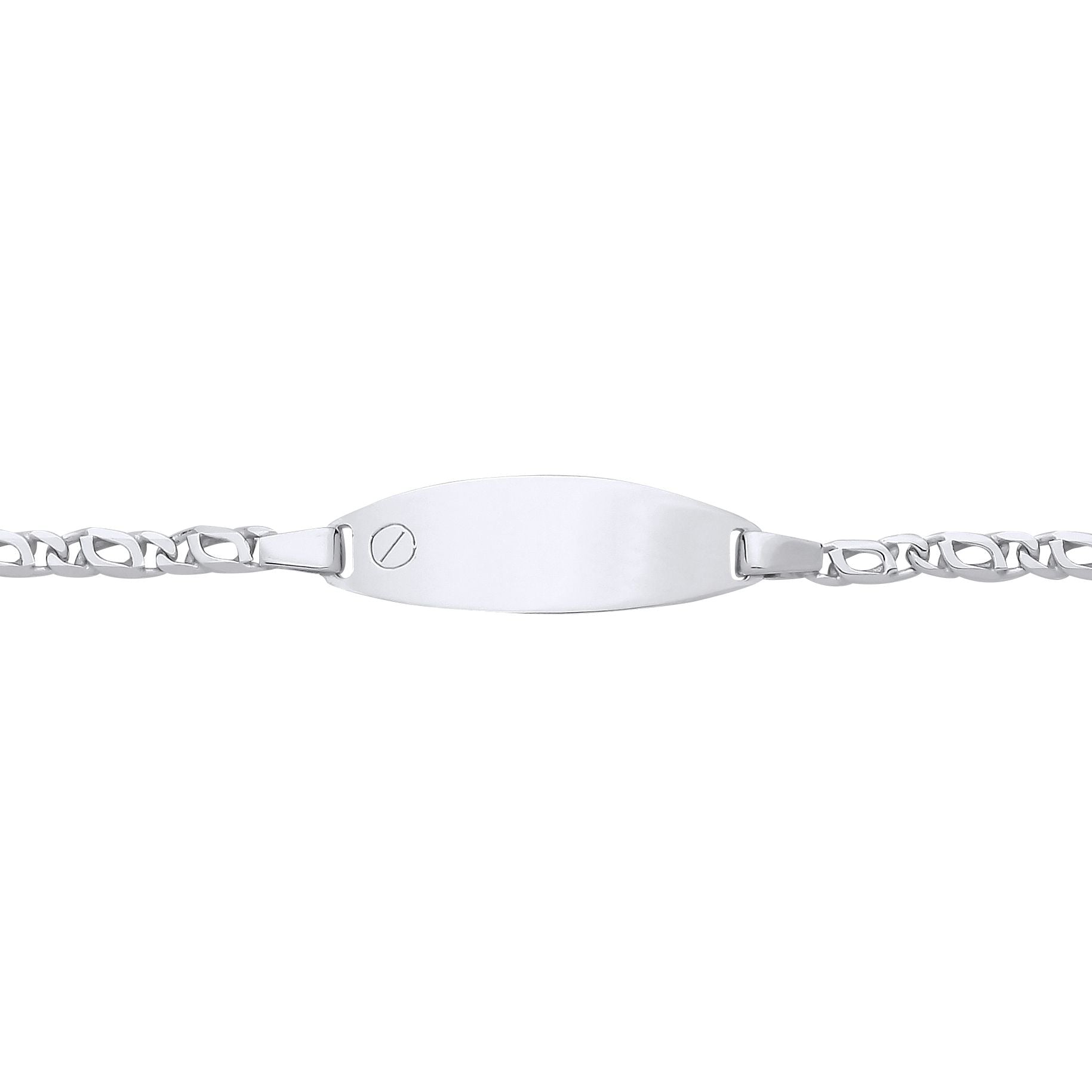 Kids Silver  Double Mariner Screw Oval Bar Identity ID Bracelet 6" - ID40
