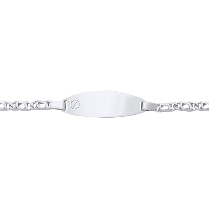 Kids Silver  Double Mariner Screw Oval Bar Identity ID Bracelet 6" - ID40