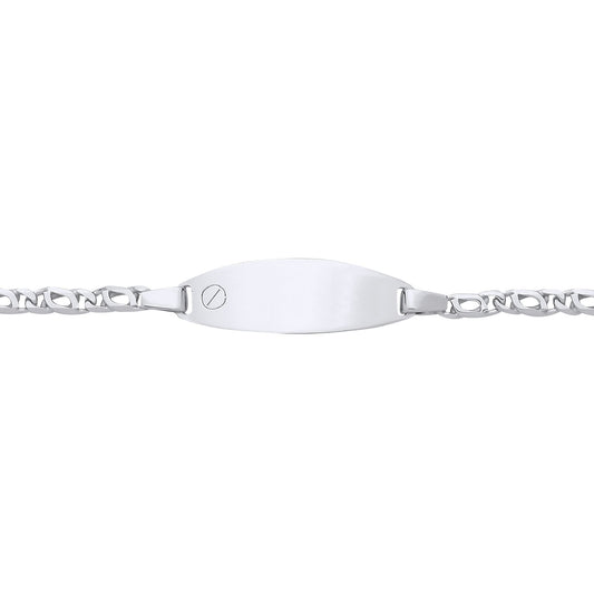 Kids Silver  Double Mariner Screw Oval Bar Identity ID Bracelet 6" - ID40