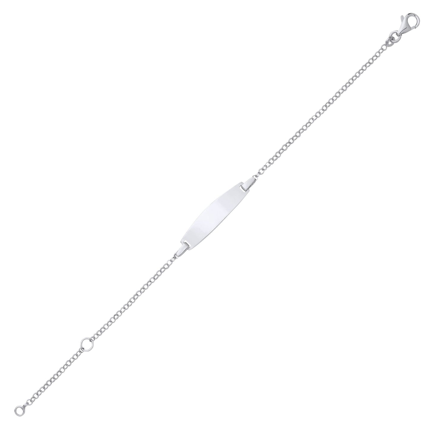 Kids Silver  Belcher Chain Oval Bar Identity ID Bracelet 5 + 1" - ID41