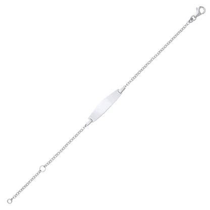 Kids Silver  Belcher Chain Oval Bar Identity ID Bracelet 5 + 1" - ID41
