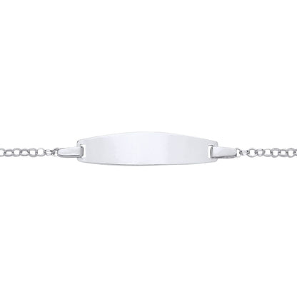 Kids Silver  Belcher Chain Oval Bar Identity ID Bracelet 5 + 1" - ID41