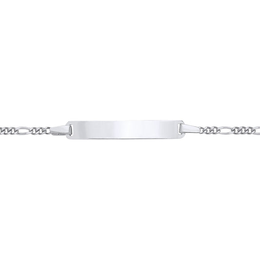 Kids Silver  Classic Figaro Chain Identity ID Bar Bracelet - ID43