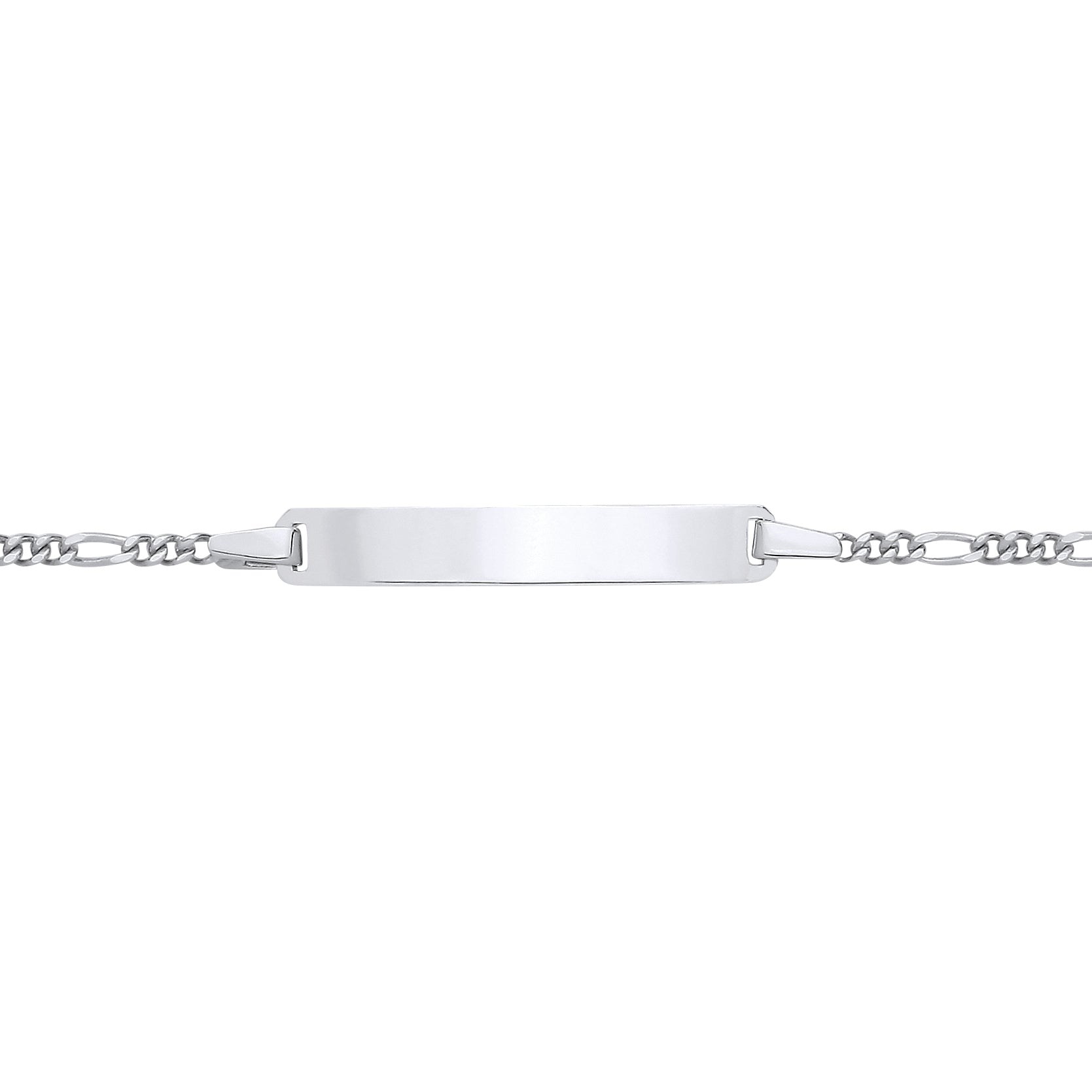 Kids Silver  Classic Figaro Chain Identity ID Bar Bracelet 5 + 1" - ID43