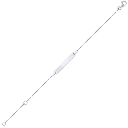 Kids 925 Silver  Trace Chain Identity ID Bar Bracelet 5 + 1 inch - ID44