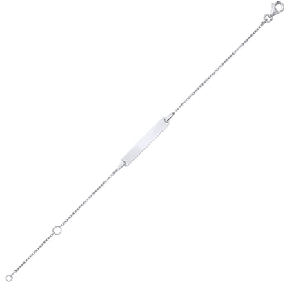 Kids 925 Silver  Trace Chain Identity ID Bar Bracelet 5 + 1 inch - ID44