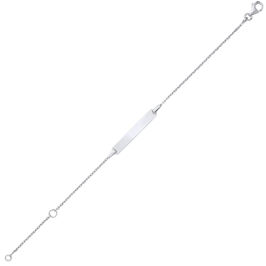 Kids 925 Silver  Trace Chain Identity ID Bar Bracelet 5 + 1 inch - ID44