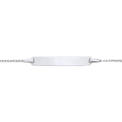 Kids 925 Silver  Trace Chain Identity ID Bar Bracelet 5 + 1 inch - ID44