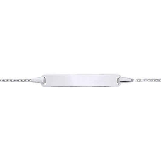 Kids 925 Silver  Trace Chain Identity ID Bar Bracelet 5 + 1 inch - ID44