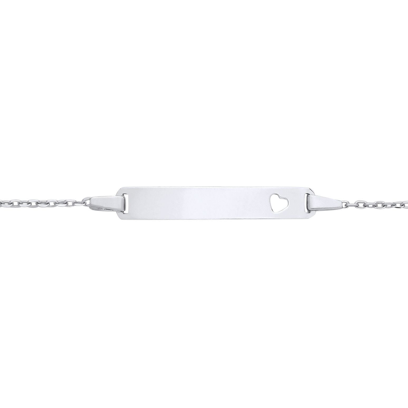 Kids Silver  Trace Chain Heart Identity ID Bar Bracelet 5 + 1" - ID45
