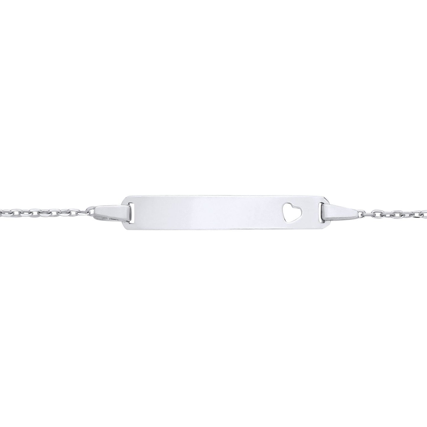 Kids Silver  Trace Chain Heart Identity ID Bar Bracelet 5 + 1" - ID45