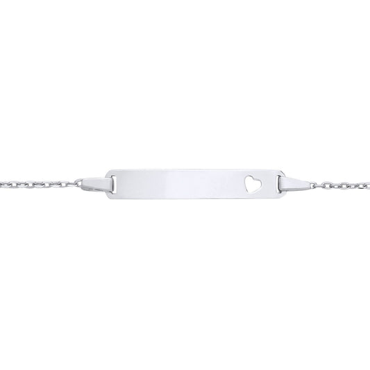 Kids Silver  Trace Chain Heart Identity ID Bar Bracelet 5 + 1" - ID45