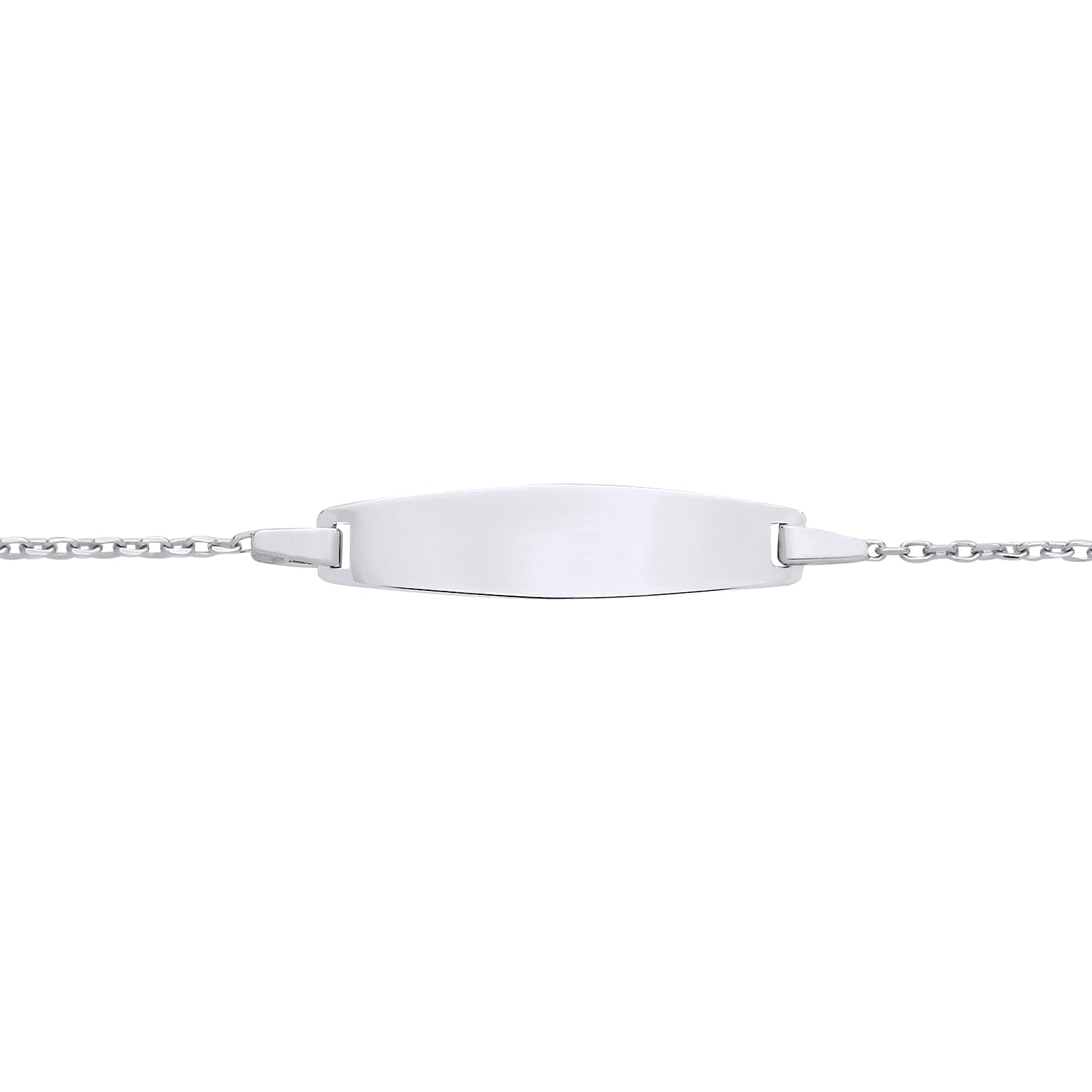 Kids Silver  Cable Chain Oval Bar Identity ID Bracelet - ID46