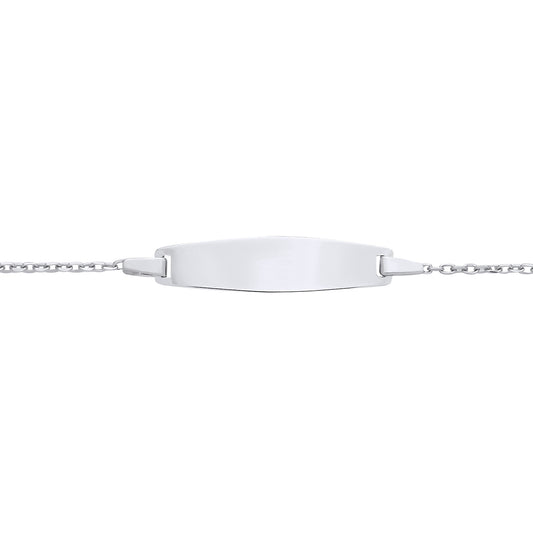 Kids Silver  Cable Chain Oval Bar Identity ID Bracelet 5 + 1 inch - ID46