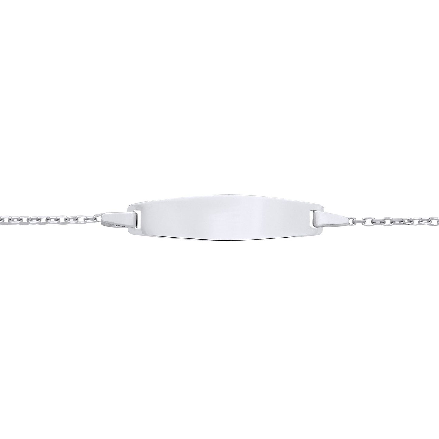 Kids Silver  Cable Chain Oval Bar Identity ID Bracelet 5 + 1 inch - ID46