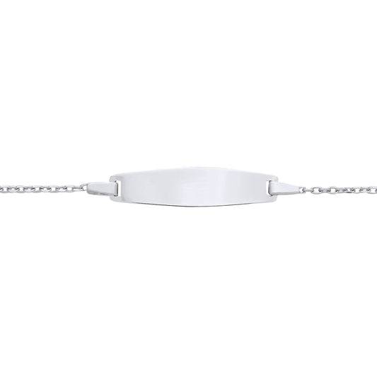 Kids Silver  Cable Chain Oval Bar Identity ID Bracelet 5 + 1 inch - ID46