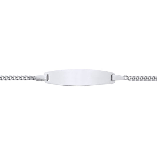 Kids Silver  Curb Chain Oval Bar Identity ID Bracelet - ID48