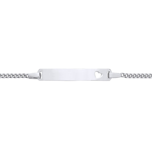 Kids Silver  Classic Curb Heart Identity ID Bar Bracelet 5 + 1" - ID50