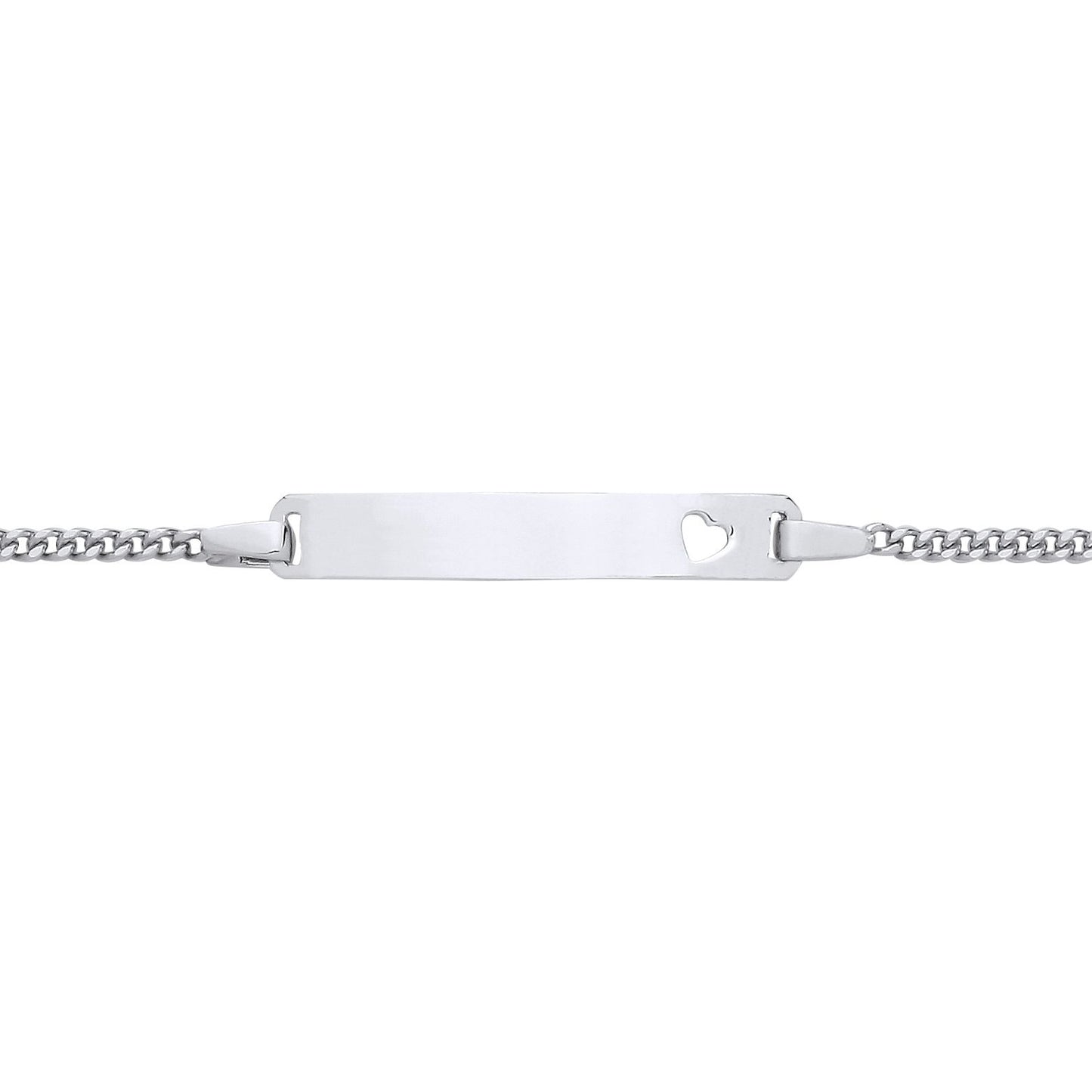Kids Silver  Classic Curb Heart Identity ID Bar Bracelet 5 + 1" - ID50