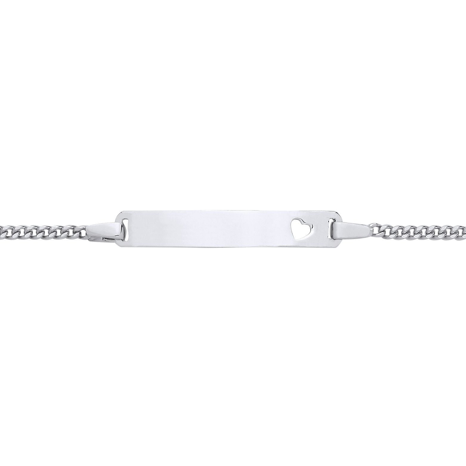 Kids Silver  Classic Curb Heart Identity ID Bar Bracelet 5 + 1" - ID50