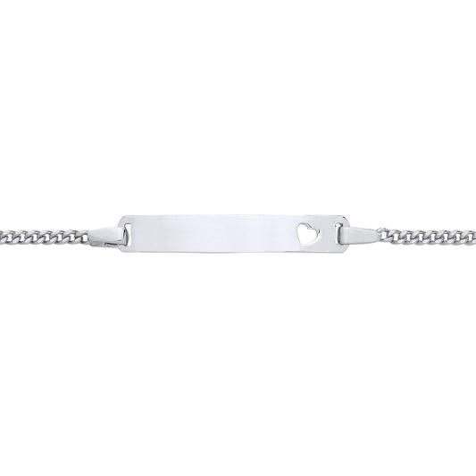 Kids Silver  Classic Curb Heart Identity ID Bar Bracelet 5 + 1" - ID50