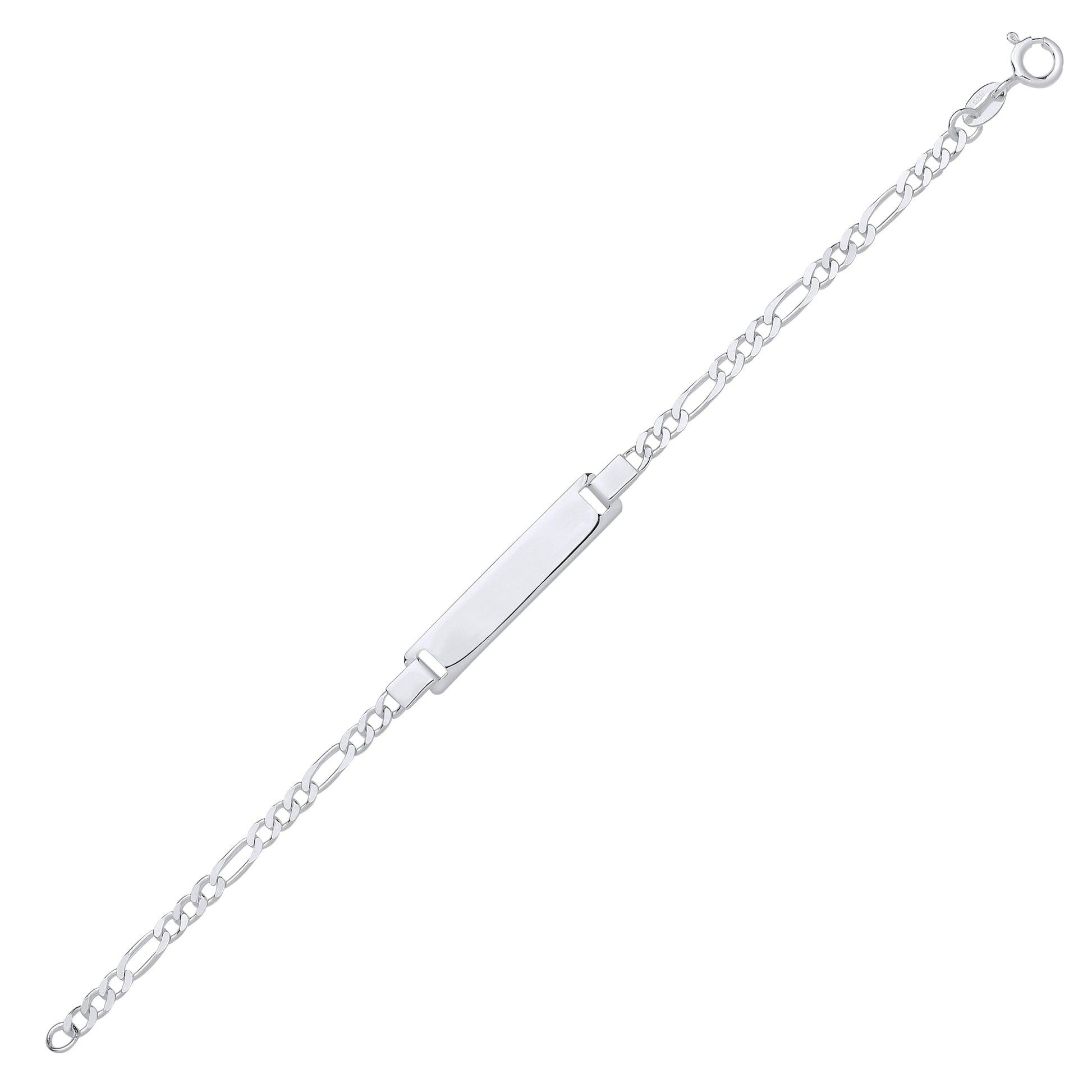 Kids Silver  Classic Figaro Link Identity ID Bar Bracelet - ID51