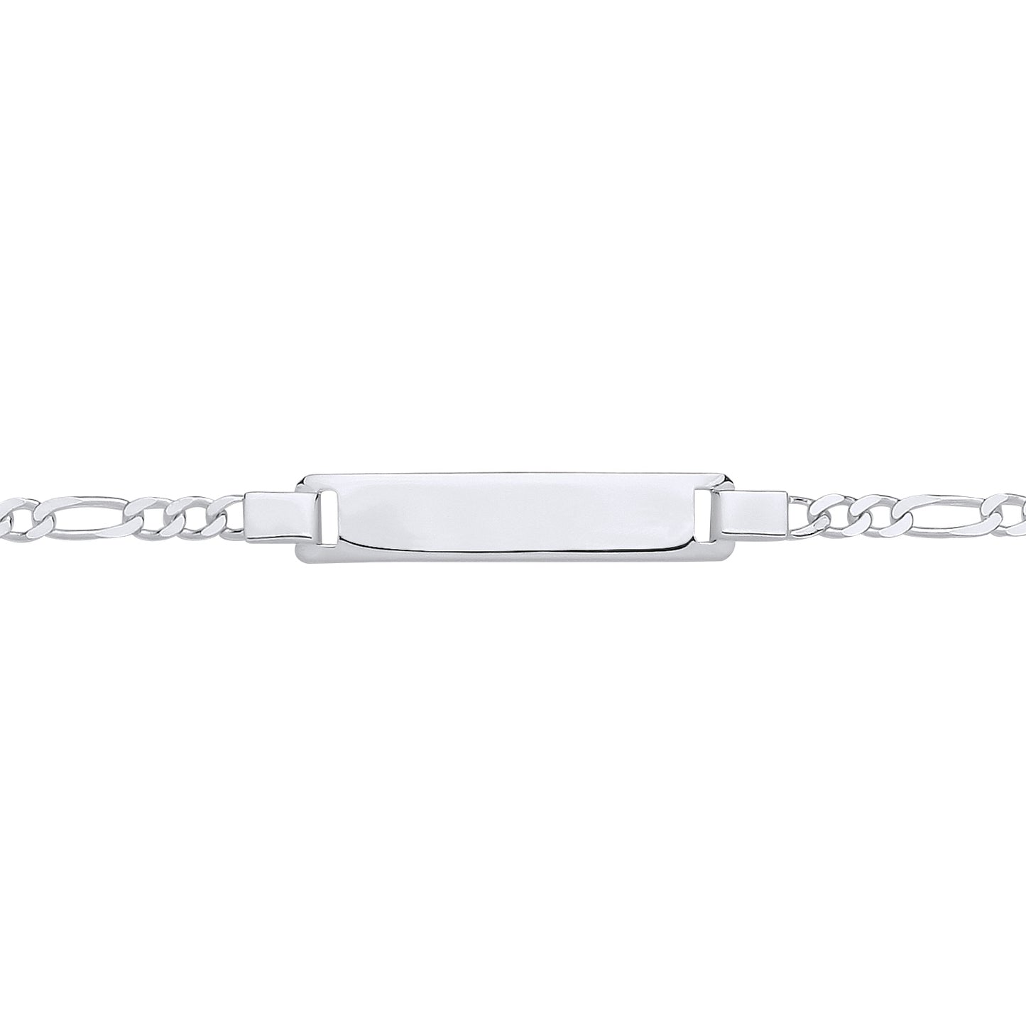 Kids Silver  Classic Figaro Link Identity ID Bar Bracelet - ID51