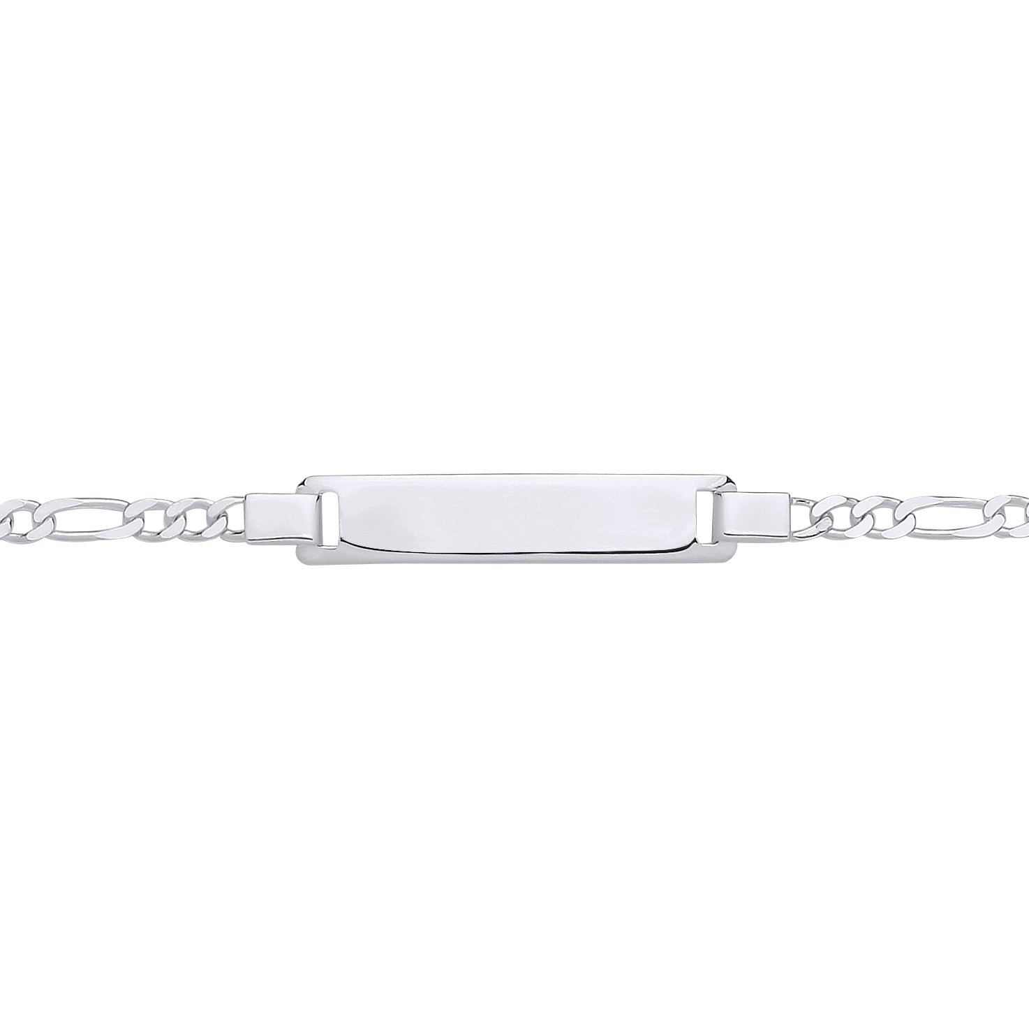 Kids Silver  Classic Figaro Link Identity ID Bar Bracelet - ID51