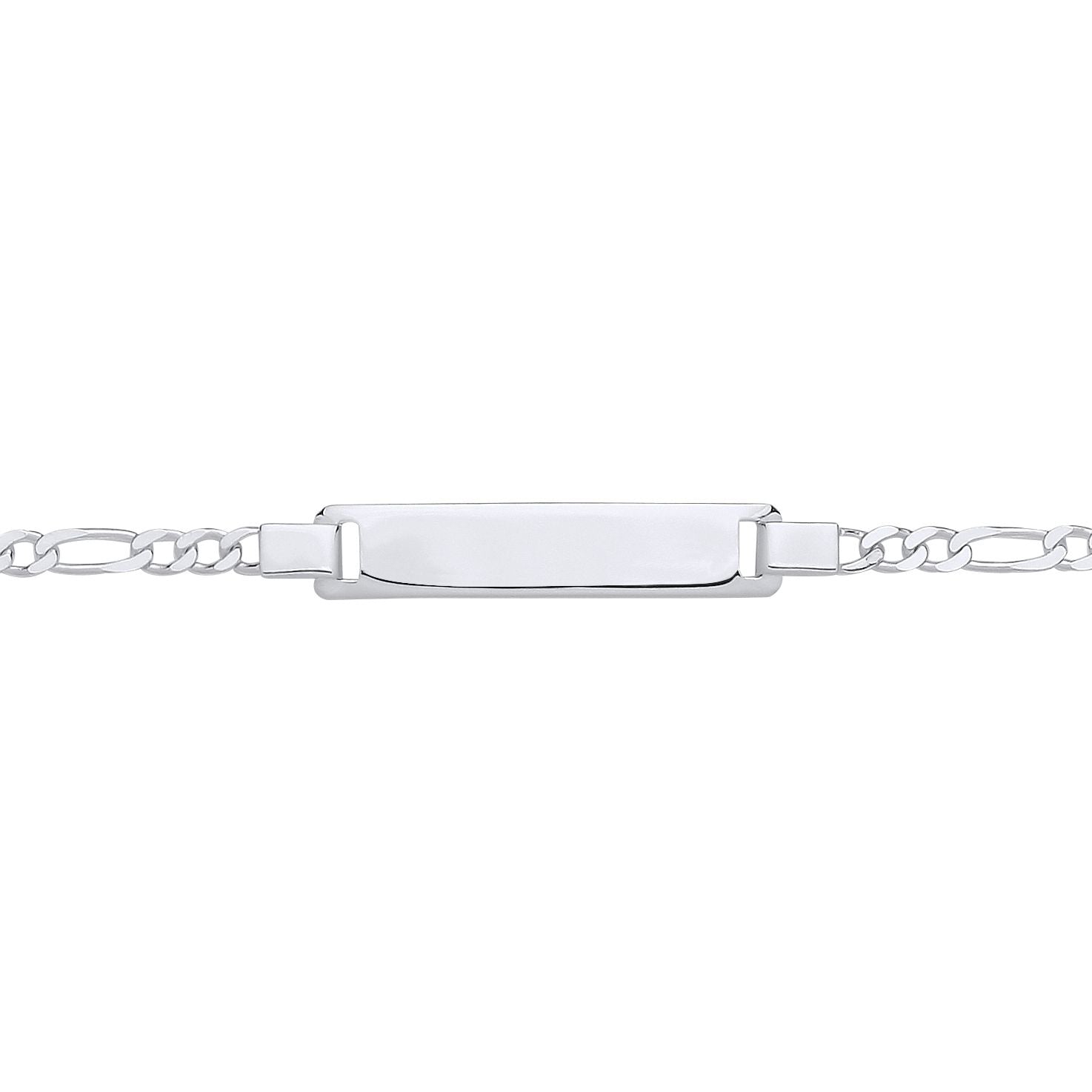 Kids Silver  Classic Figaro Link Identity ID Bar Bracelet 6 inch - ID51