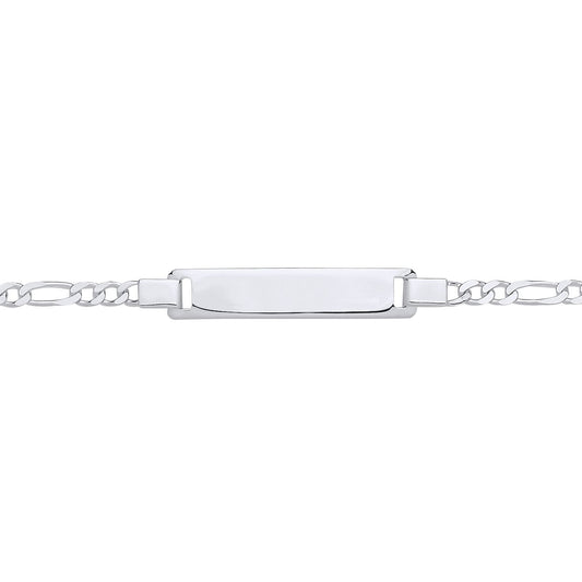 Kids Silver  Classic Figaro Link Identity ID Bar Bracelet 6 inch - ID51