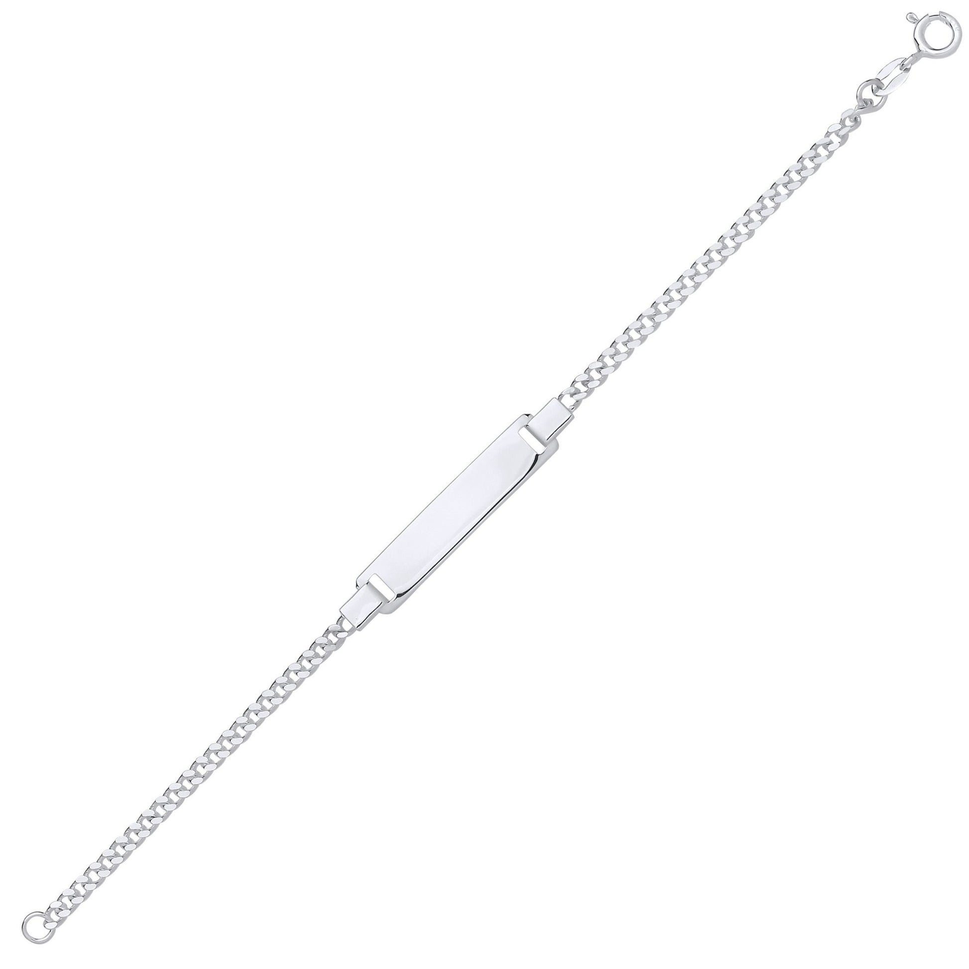 Kids Sterling Silver  Classic Curb Identity ID Bar Bracelet 6 inch - ID52