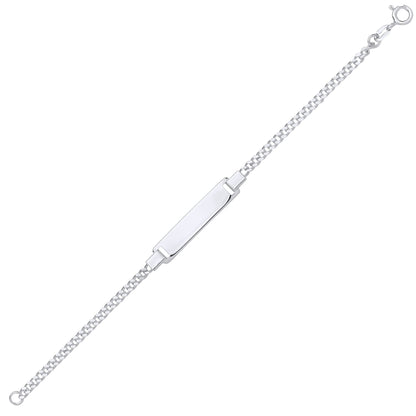 Kids Sterling Silver  Classic Curb Identity ID Bar Bracelet 6 inch - ID52