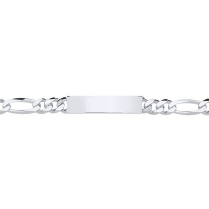 Mens Silver  Chunky Figaro Rectangular Bar ID Bracelet 8mm 8.5" - ID53
