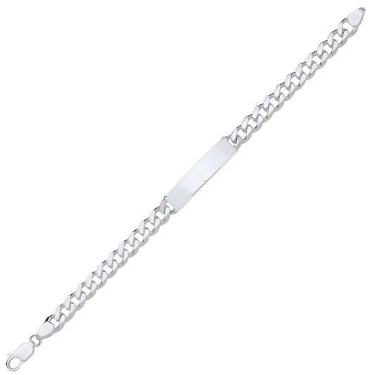 Mens Silver  Chunky Curb Rectangular Bar ID Bracelet 8mm 8.5" - ID54