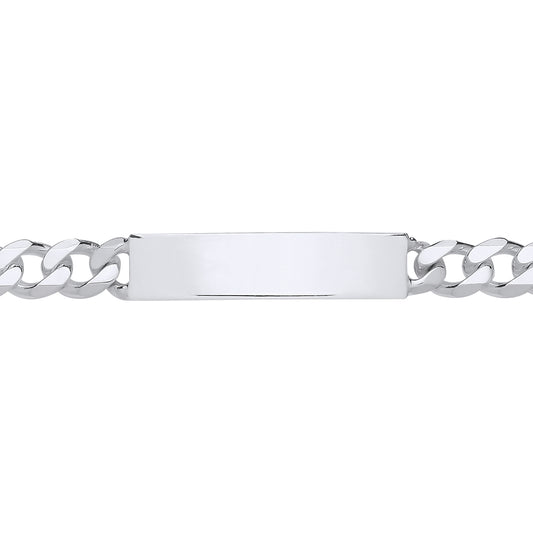 Mens Silver  Chunky Curb Rectangular Bar ID Bracelet 8mm 8.5" - ID54